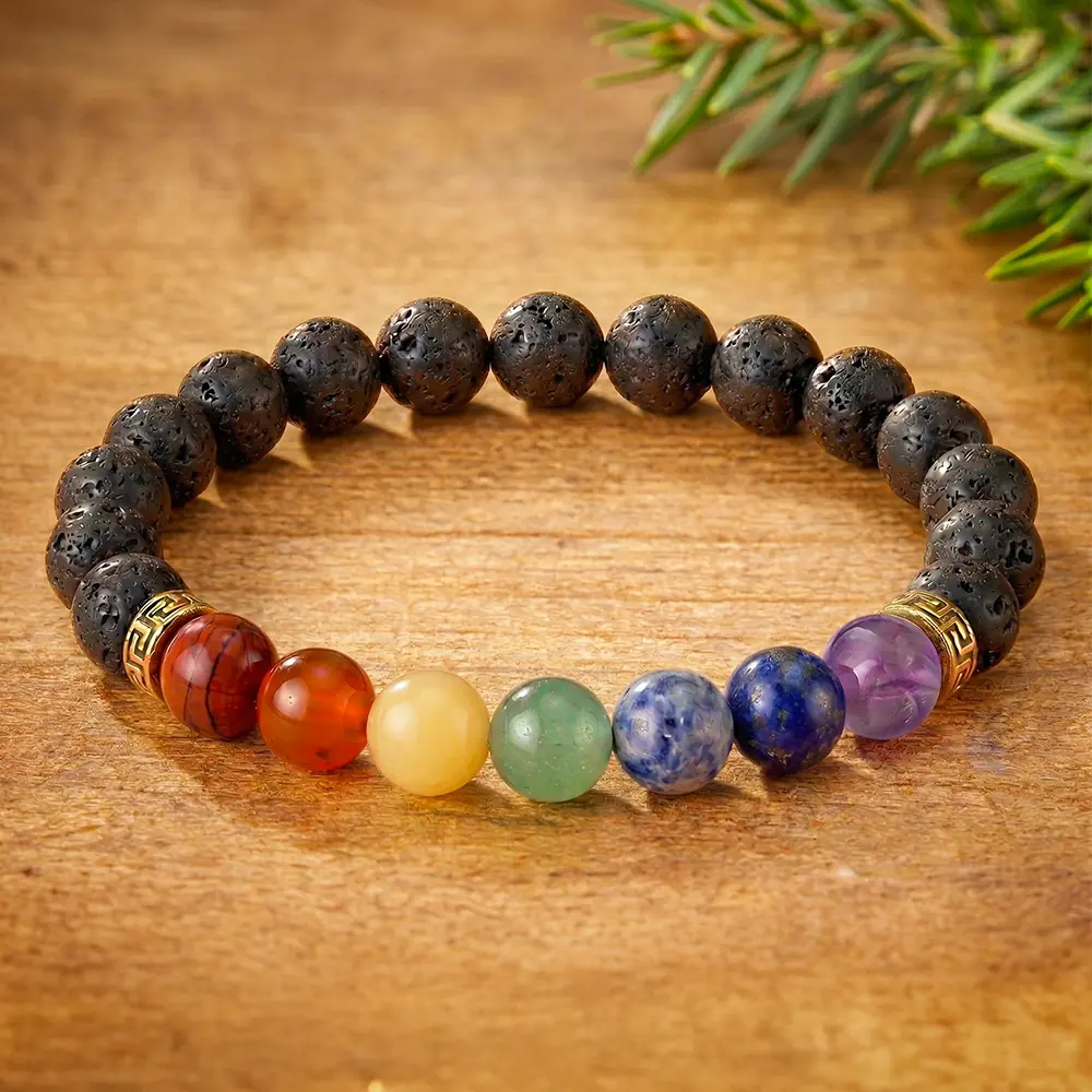 dharanam-7-chakra-natural-stone-bracelet-c1 7 Chakra Natural Stone Bracelet for Balance, Energy & Healing - Image 1