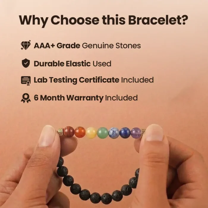 7 Chakra Natural Stone Bracelet for Balance, Energy & Healing - Image 5