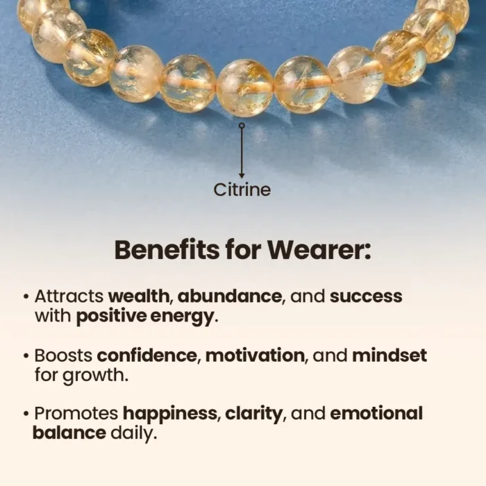 Citrine Natural Stone Bracelet for Wealth, Abundance & Success - Image 2