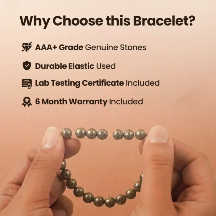 Money Magnet Pyrite Natural Stone Bracelet for Wealth, Success & Abundance - Image 5