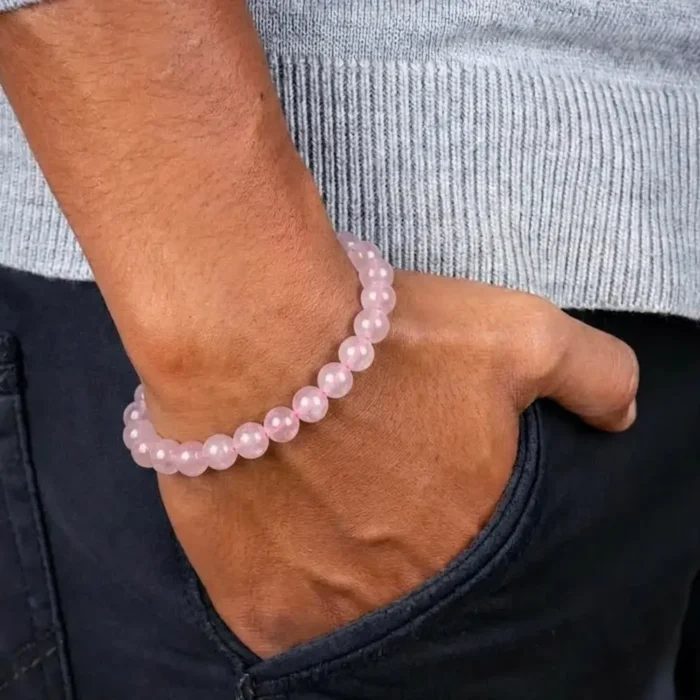 Rose Quartz Natural Stone Bracelet for Love, Healing & Inner Peace - Image 3