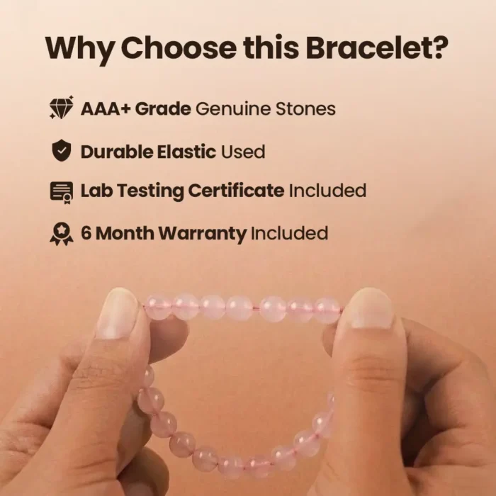 Rose Quartz Natural Stone Bracelet for Love, Healing & Inner Peace - Image 5